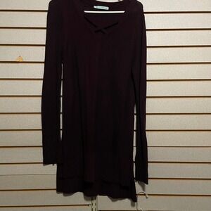 Maurices Womens Long Sleeve Criss Cross Neck Sweater Dress Burgundy‎ Size M